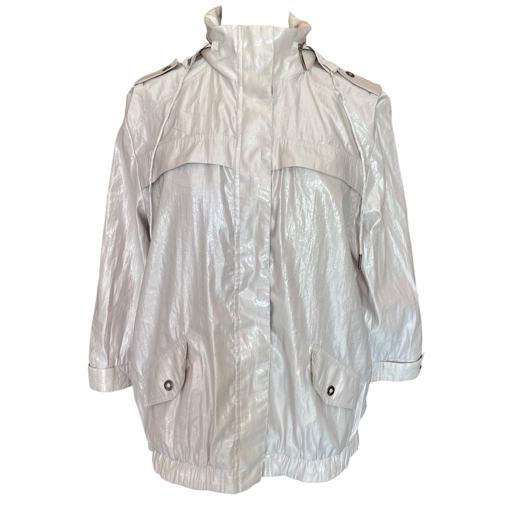 Chico’s Metallic Silver Windbreaker / Waterproof Jacket - Picture 3 of 14